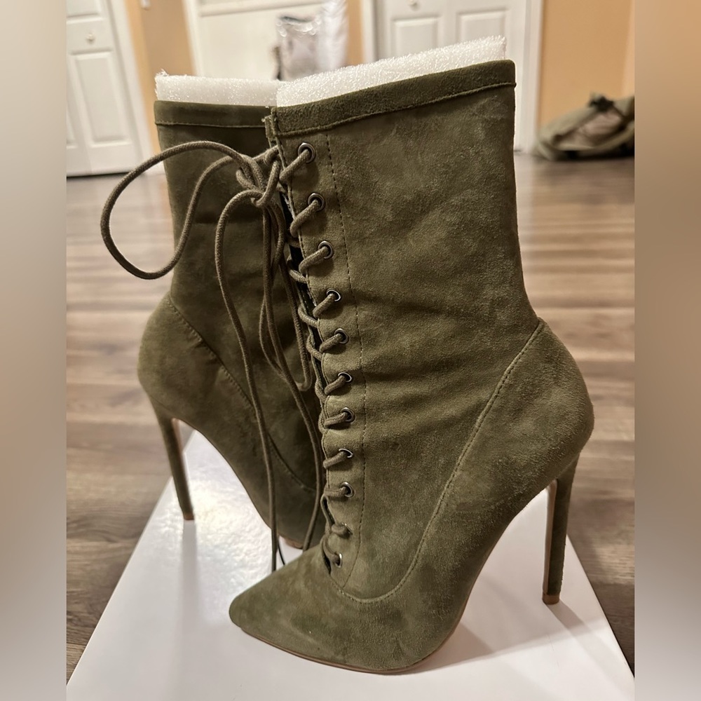 Olive Suede Ankle booties